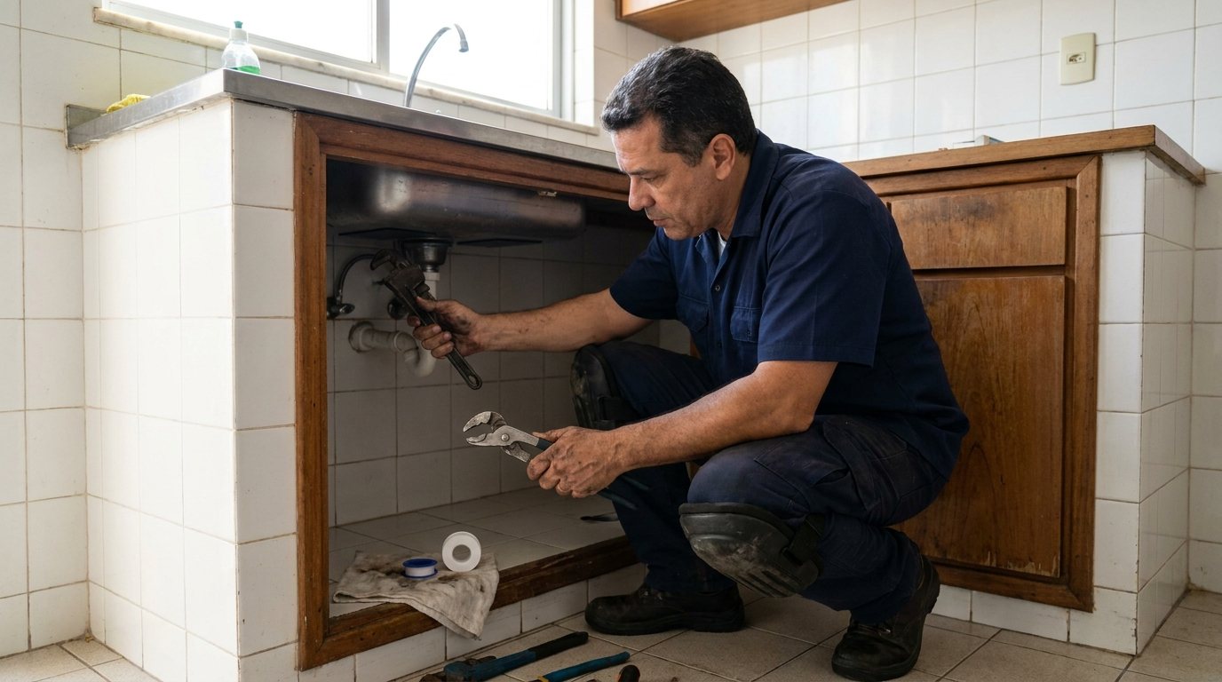 Encanador em Atendimento no Banheiro em Uberaba‑MG