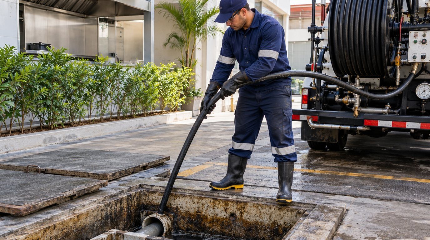 Hidrojateamento de Caixa de Gordura em Uberaba‑MG