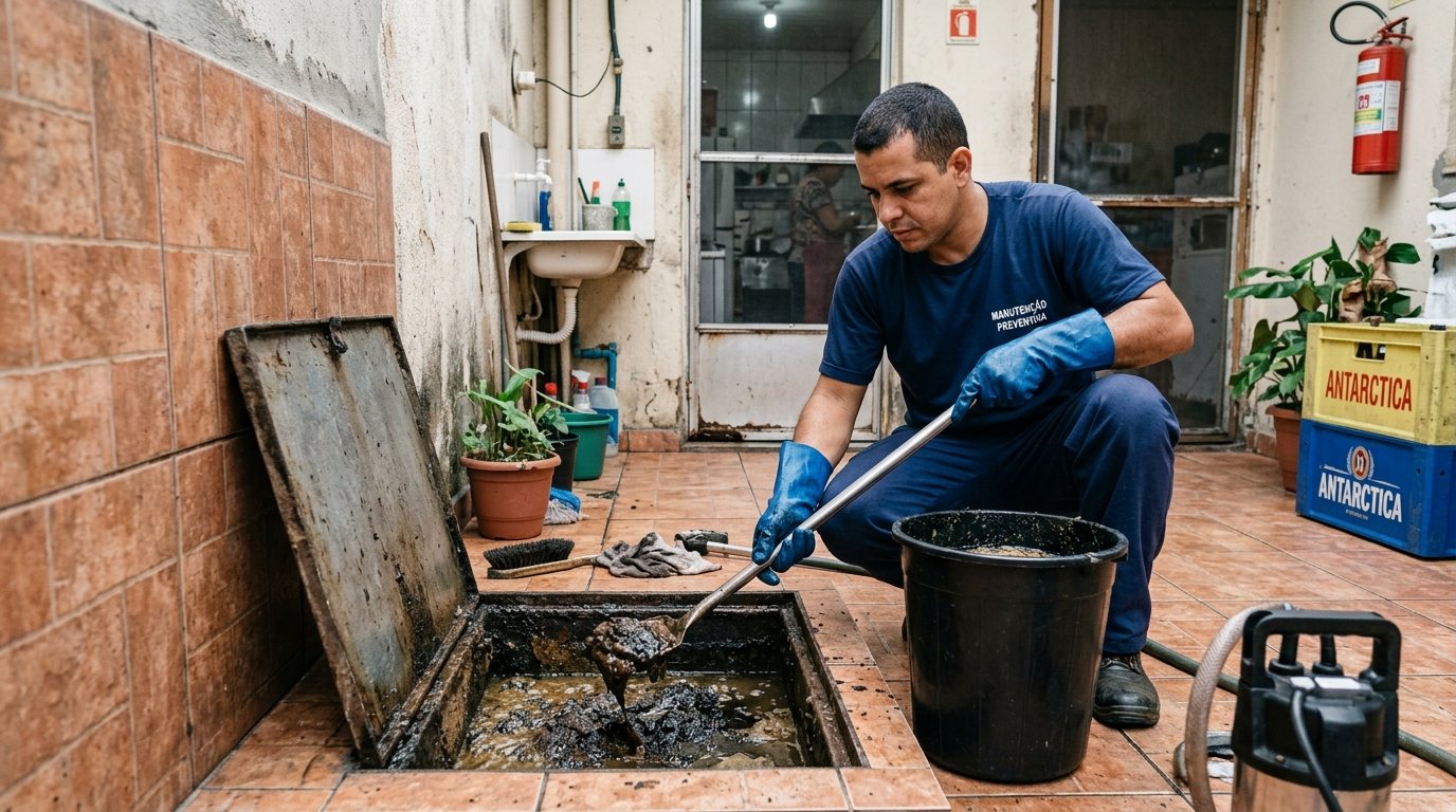 Limpeza de Caixa de Gordura com Equipe em Uberaba‑MG